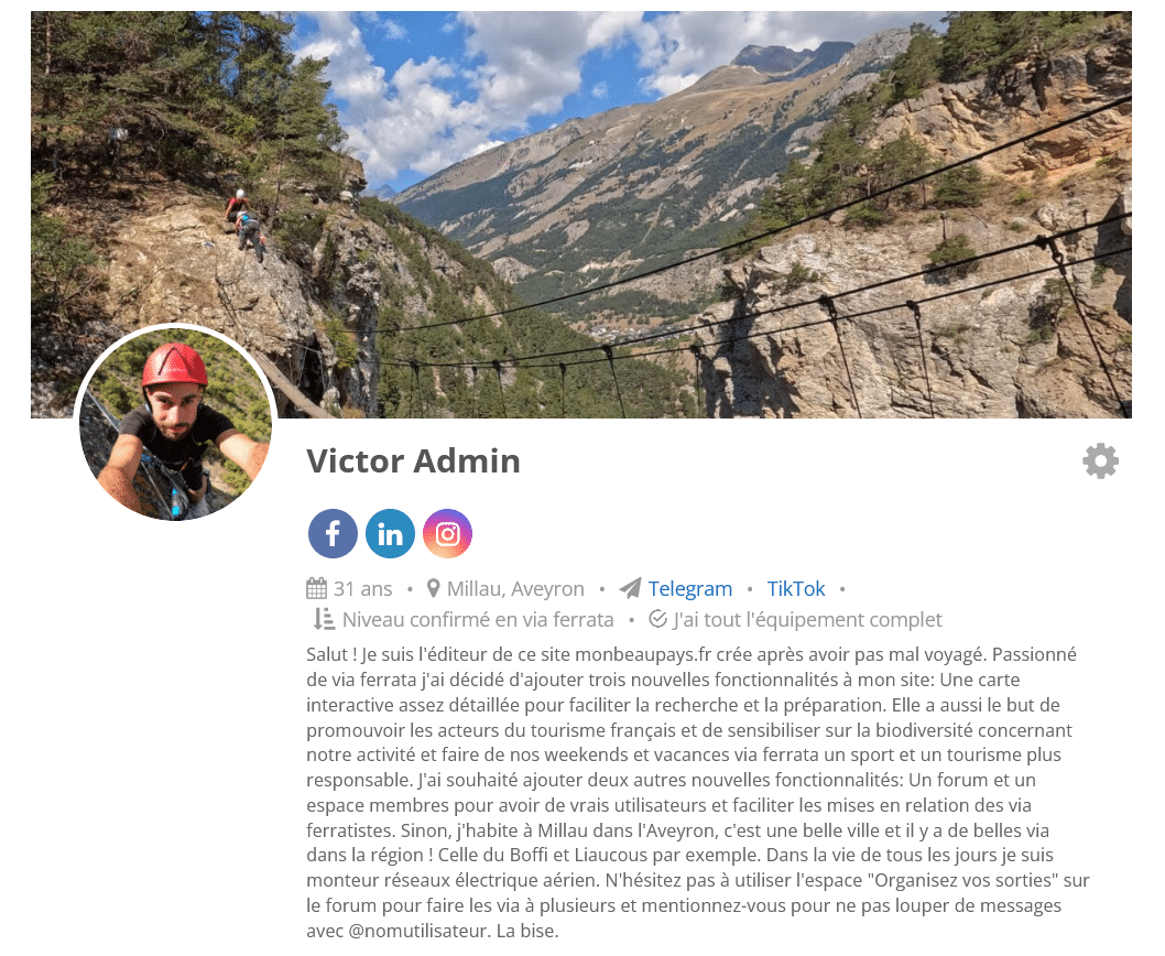 Via Ferrata carte interactive détaillée apercu 3 7 Aperçu profil membre via ferrata carte france